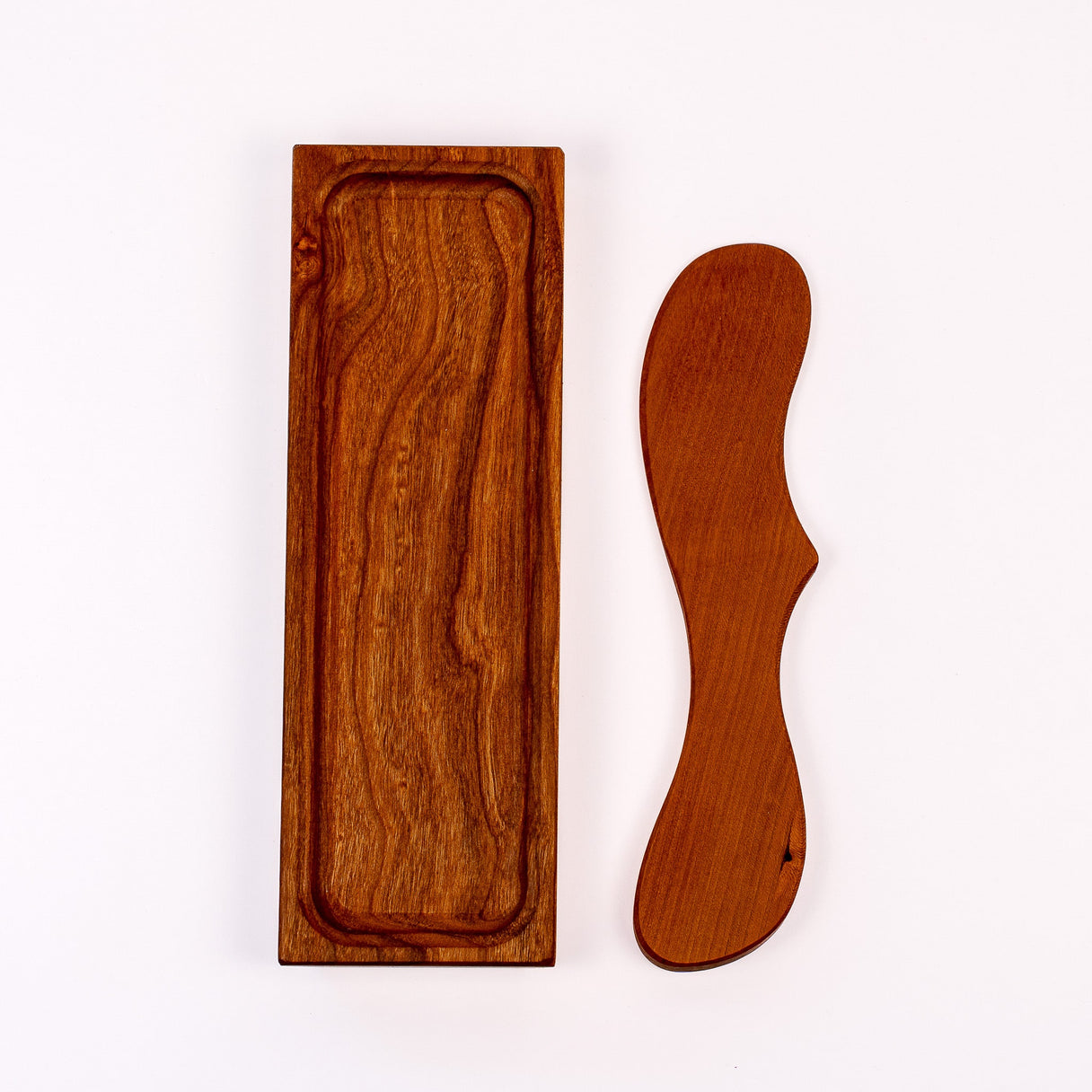 Cherry Wood Butter Dish and Spreader