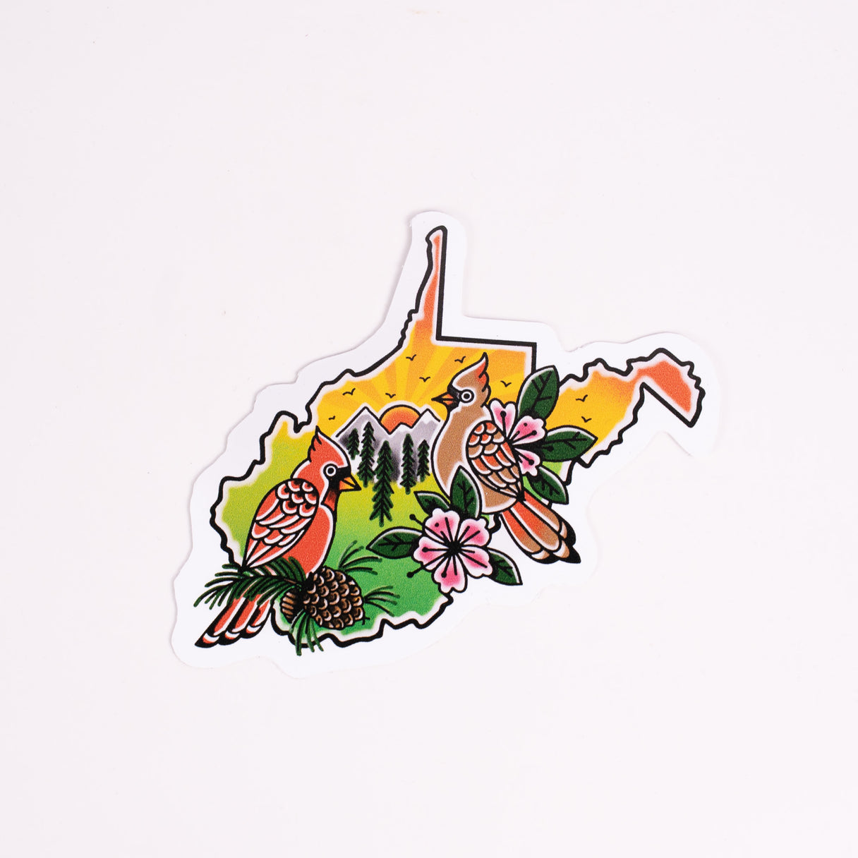 Americana-style Tattoo WV Cardinal Sticker