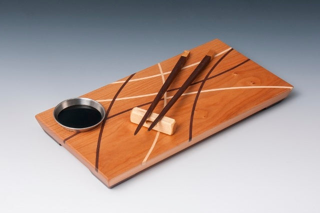 Boards - Sushi Board w/chopsticks and knife — DeWitt Woodworking