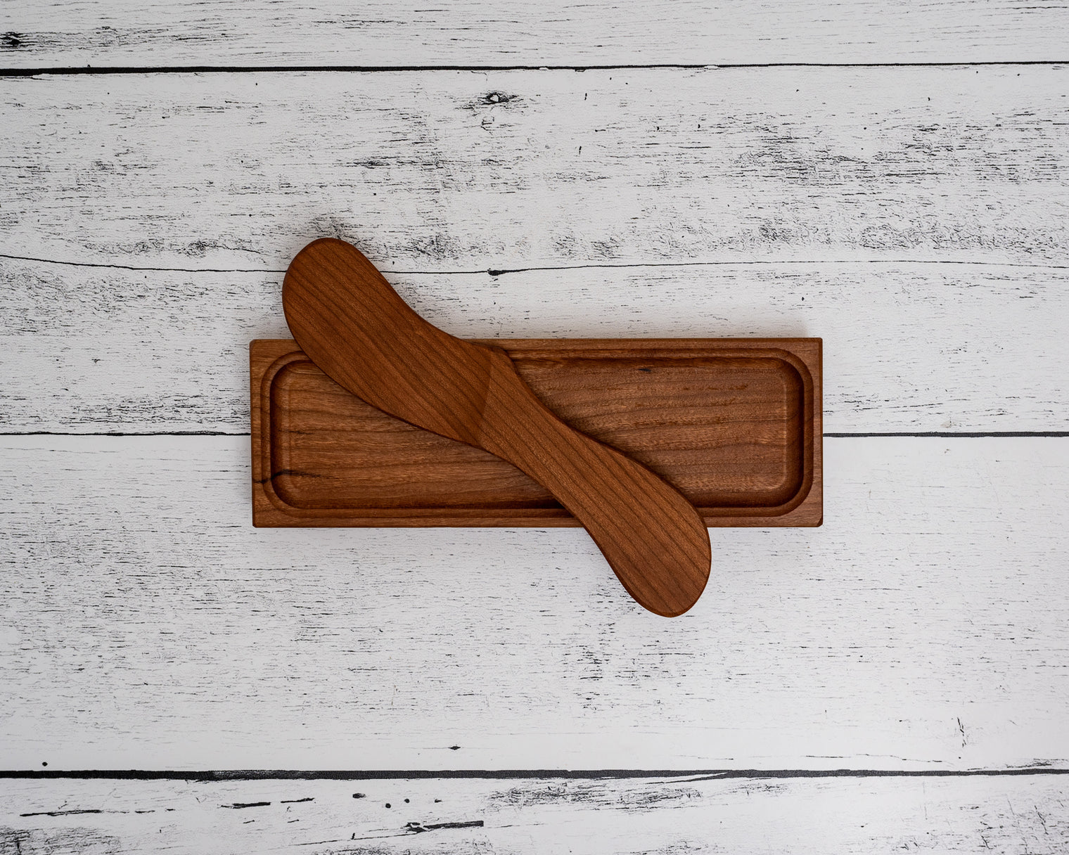 Cherry Wood Butter Dish and Spreader